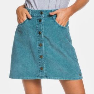 DESIGNED BY ROXY!!!! NWT Button Through Corduroy Skirt With Pockets For Women.